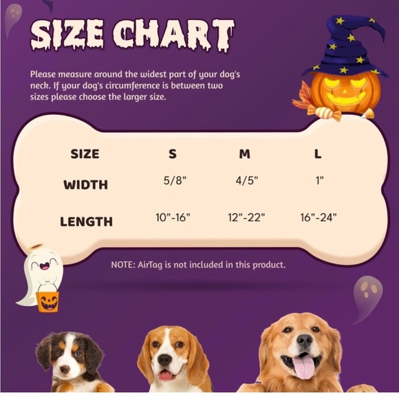 Halloween AirTag Dog Collar, Fashion Dog Collar size Medium - Picture 5 of 8